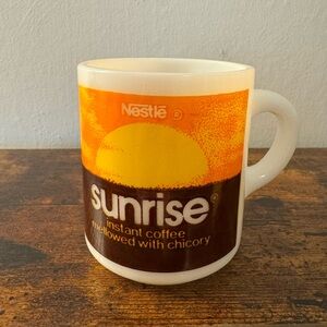 Vintage Nestle Sunrise Instant Coffee Mellowed with Chicory Milk Glass Mug